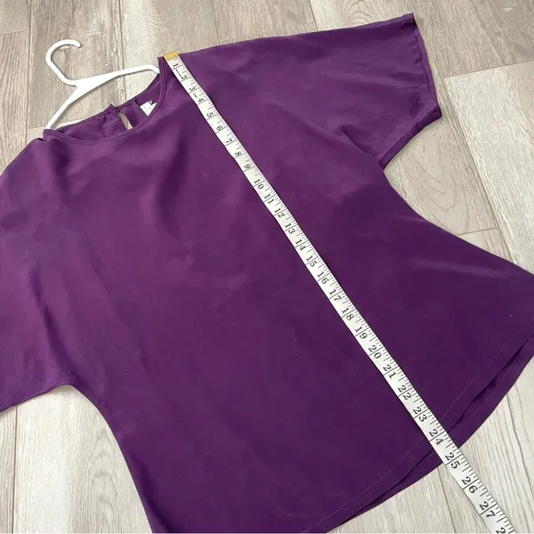 Vintage Silk Top short sleeve crop womens Purple (size 8) contemporary classic - Image 6