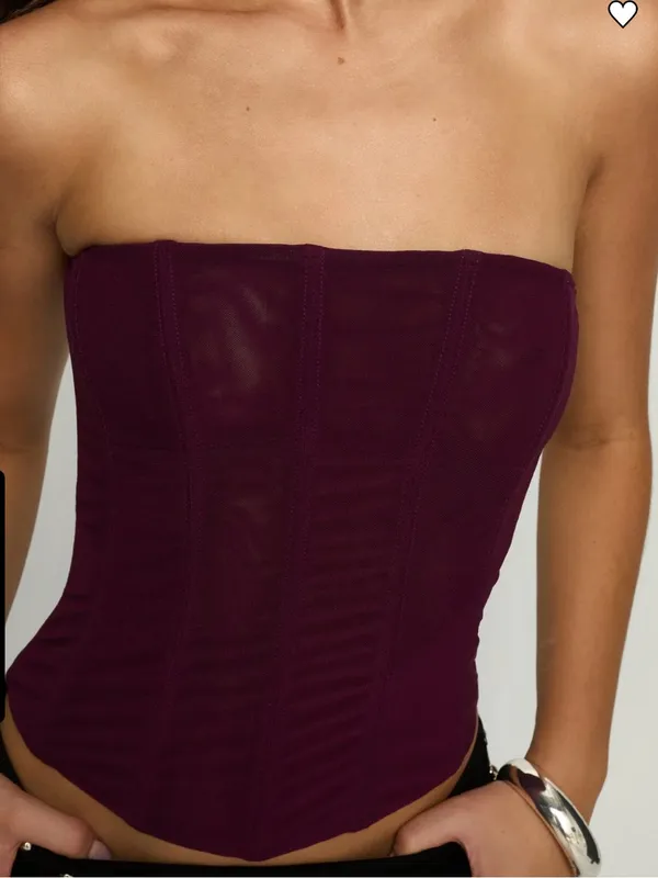 Princess Polly Oscuro Longline Mesh Corset Top Currant - Image 5