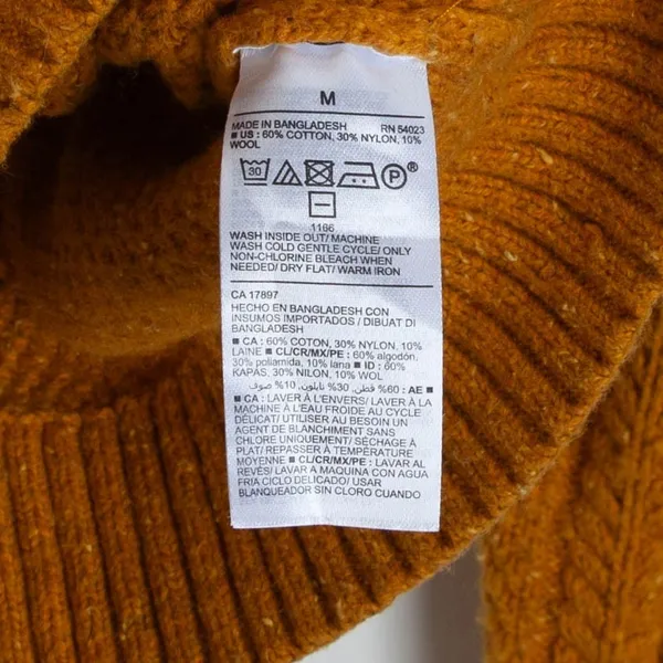 Old Navy Womens Wool Blend Cable Knit Crewneck Pullover Sweater Size M Gold Cozy - Image 6