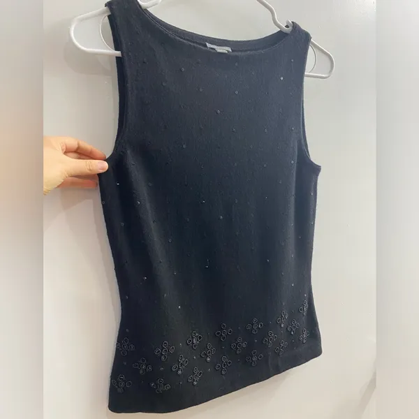 Ann Taylor Wool Cashmere Blend Beaded Sleeveless Tank Top Size S - Image 6