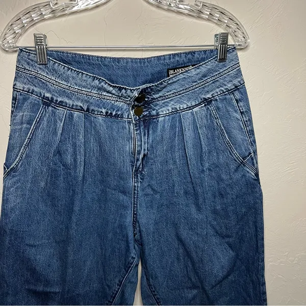 Blank NYC The Balloon Bo Legged‎ High Rise Pleated Flowy Trouser Denim Jeans - Image 3