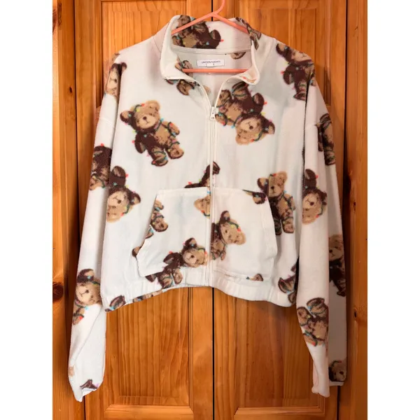 Grayson Threads Holiday Teddy Bear Sherpa Jacket‎ Full Zip White Christmas XL - Image 2