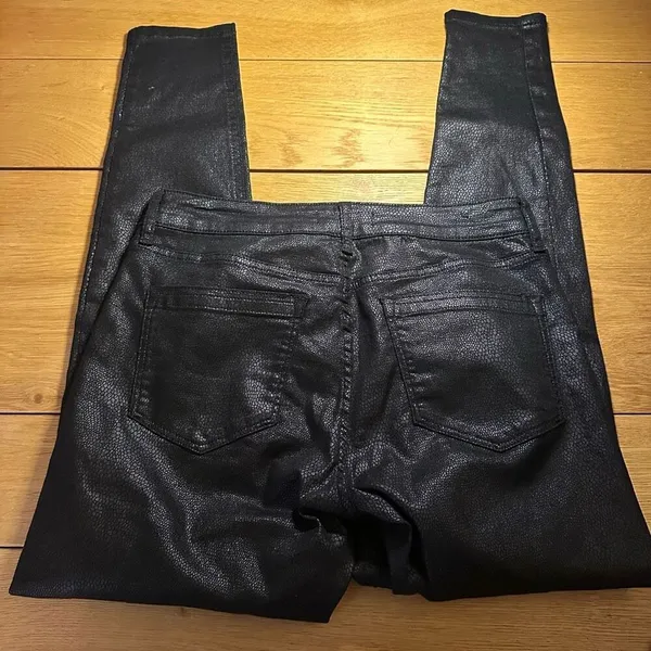 Reiss black coated animal print mid rise jeans pants 30 - Image 10