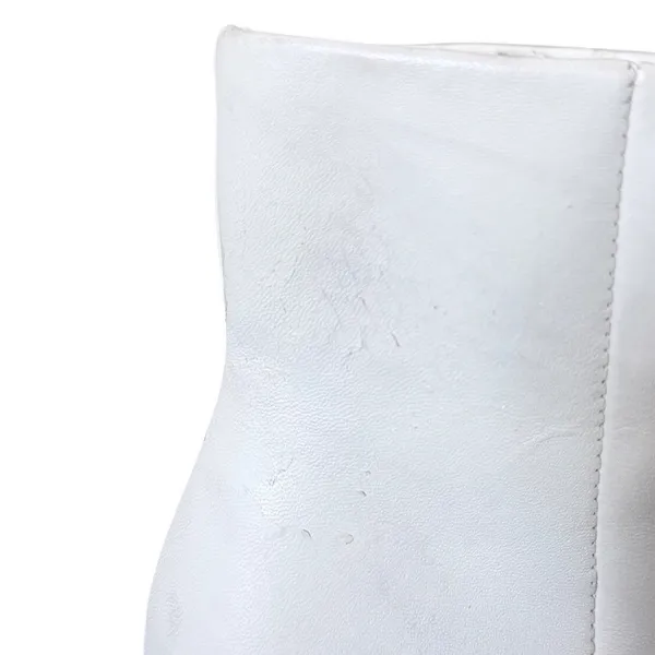 Marc Fisher Olorena White Leather Pointed Toe Block Heel Ankle Boots Size 8.5M - Image 5