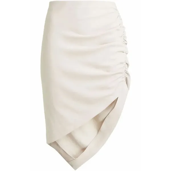 ✨IRO Luncie Asymmetric Ruched Crepe Mini Sz 34/2 Skirt In Cream✨ - Image 3