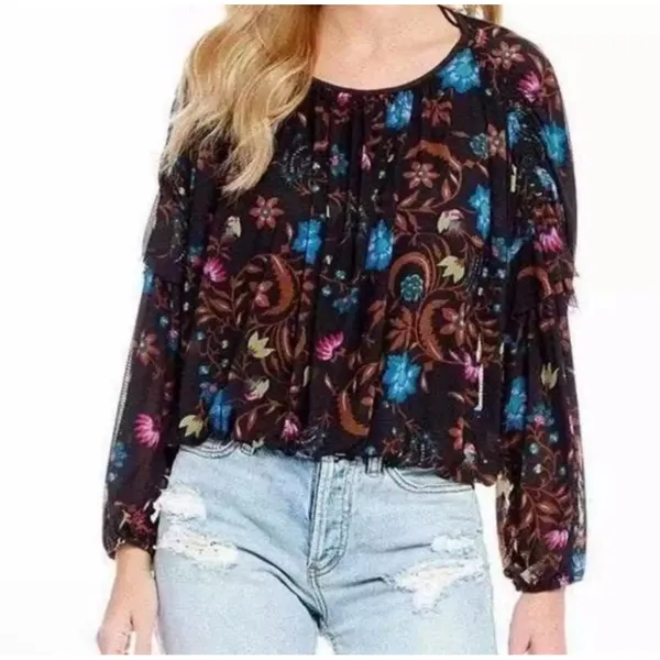 Free People Wildflower Honey Floral Print Top Size M - Image 2