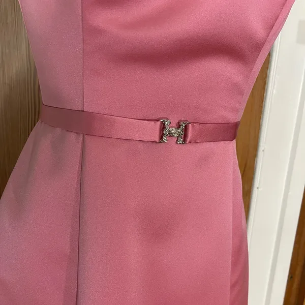 Vintage 90s Michaelangelo Pink Satin Strapless Formal Evening Dress Sz 2 🍄 - Image 4