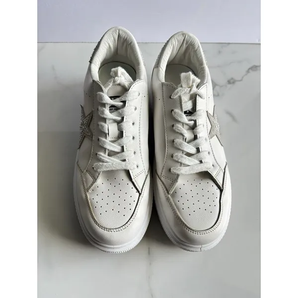 Vintage Havana Women Size 8 White Pearl Studded Star Platform Sneakers Low Top⁠ - Image 10