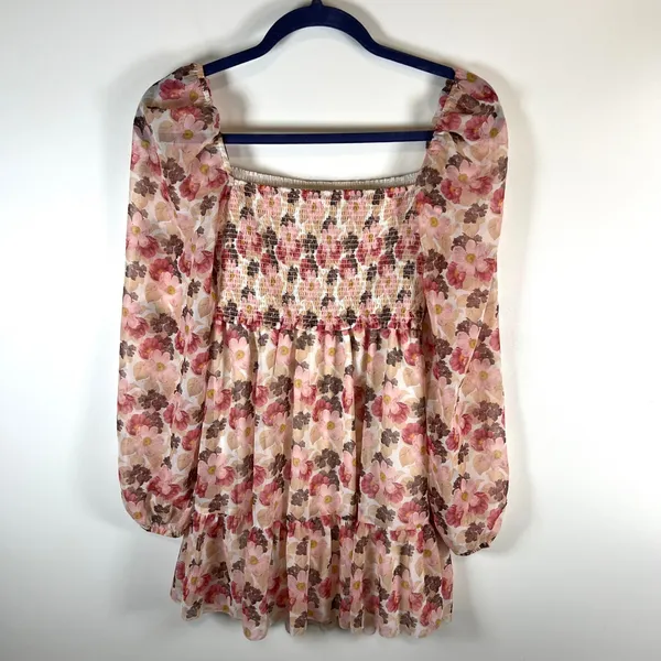 Wilfred Floral Smocked Square Neck‎ Tiered Mini Dress XS - Image 8