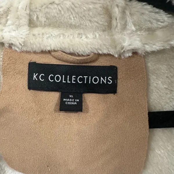 Vintage KC Collections Women’s XL‎ Beige Faux Fur Hooded Jacket Coat - Image 8