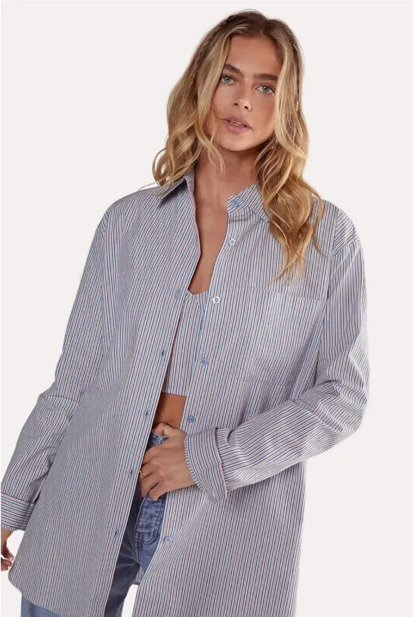 Nasty Gal Oversized Shirt + Bralette Set - Image 2