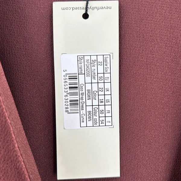 Never Fully Dressed Coco Wrap Dress Curve Brown Long‎ Sleeve Midi NWT Size US 18 - Image 6