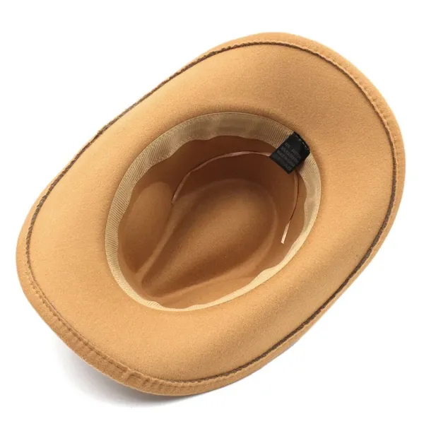Beige Cowboy Cowgirl Western Felt Hat with Pink Band Buckle, Rodeo Party Costume - Image 2
