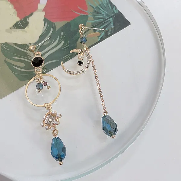 Asymmetry Moon Long Tassel Dangle Drop Earrings for Women - Image 3