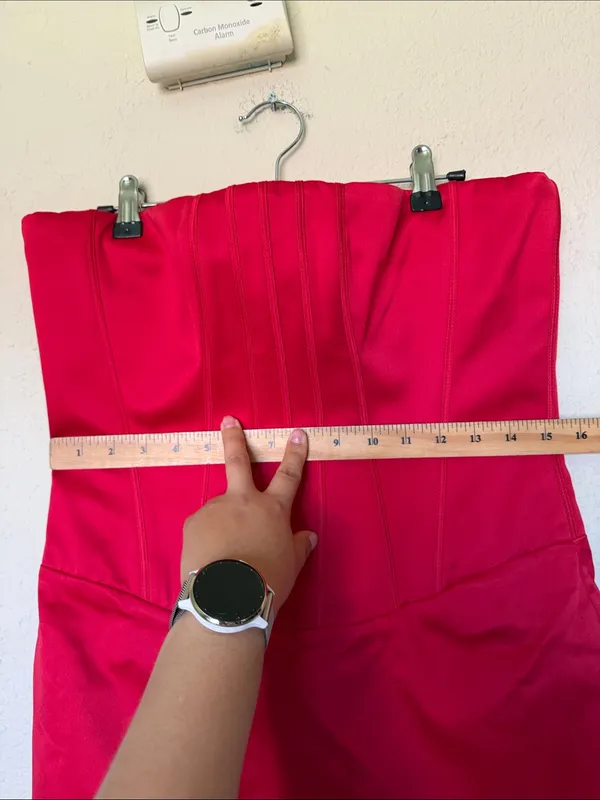House of CB Laila Red Satin Strapless Hourglass Cocktail Mini dress Size M NWOT - Image 13