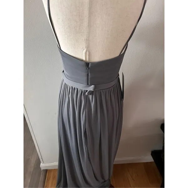 Azazie Leah style steel gray bridesmaid made of honor dress maxi with pockets se - Image 3
