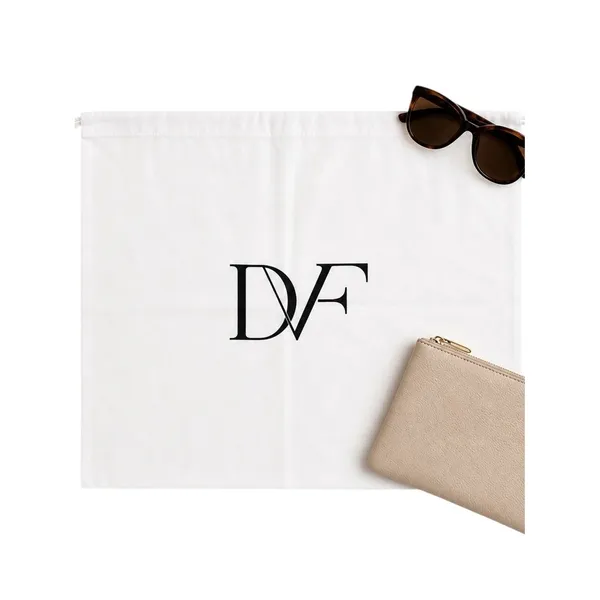 Diane von Furstenberg Large White Cotton Drawstring Dust Bag Logo Storage Bag - Image 2