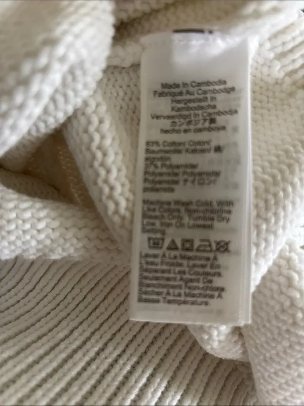 J Crew Relaxed White Cotton Blend Sweater Sz M Crew Neck Knit Summer Preppy - Image 6