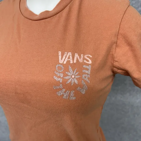 Vans Short Sleeve T Shirt Womans Size XS Orange Feeling Blessed No Stress - Image 3