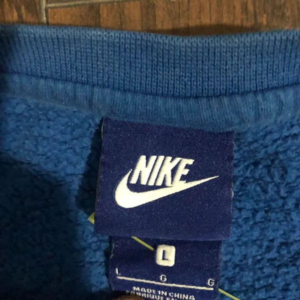 Nike Blue Crewneck Sweatshirt Swoosh Preppy Athleisure Sporty Long Sleeve Fleece Lined Sz L #Streetwear. Measurement in pics. - Image 3
