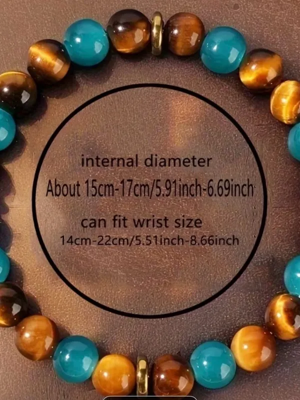 Tiger Eye and Turquoise Beaded Wealth Bracelet Brown - Image 3