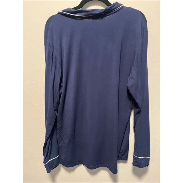 EBERJEY Gisele TENCEL™ Modal Long Sleeve PJ Top, Navy/Ivory, Size M - Image 7