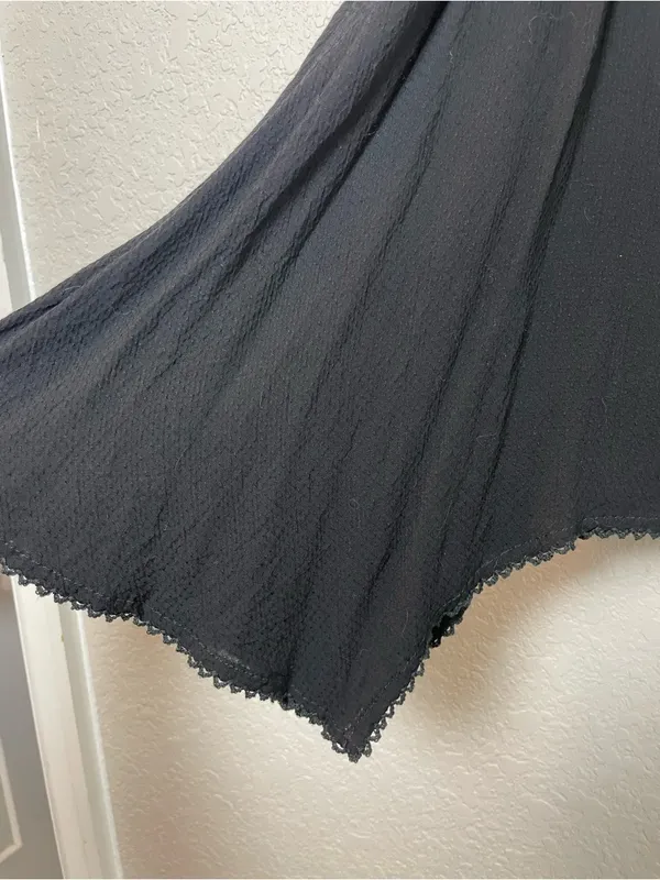 Free People Intimately Black Lace-Trim Camisole with Hanker-chief Hem Size L - Image 4