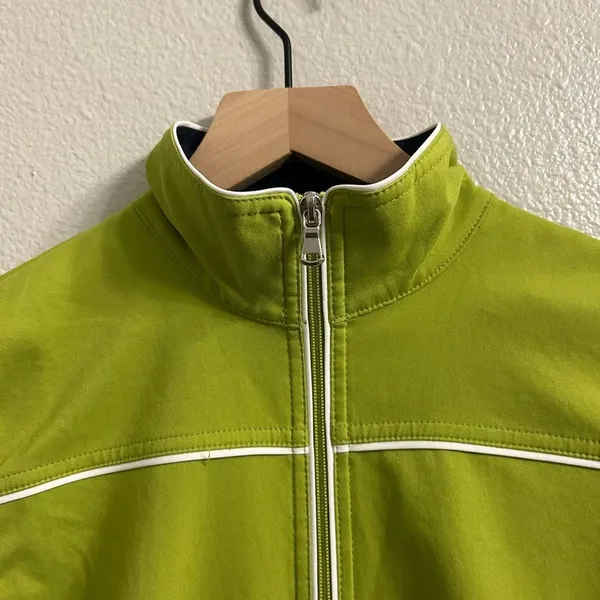 Green Lightweight Zip Up Jacket Athletic Windbreaker Fits Small - Image 5