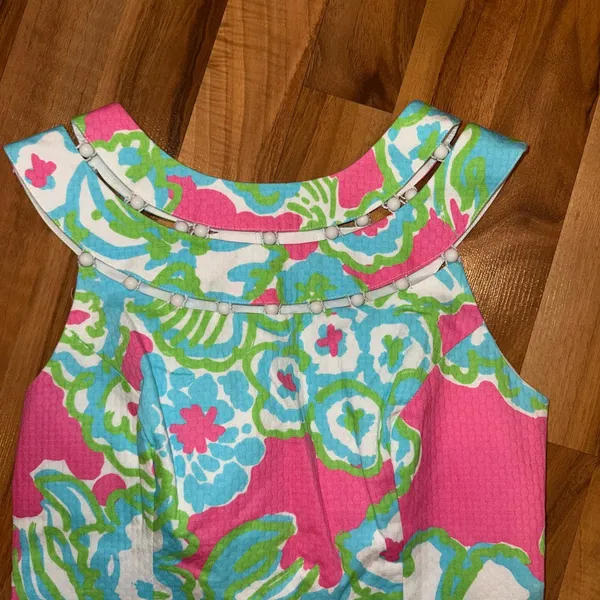 Lilly Pulitzer women size 00 floral all over print dress pink‎ green, wedding - Image 2