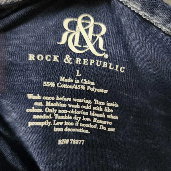 Rock & Republic Navy Festival Burnout Cutout Choker Short Sleeve Tee Size Large - Image 6