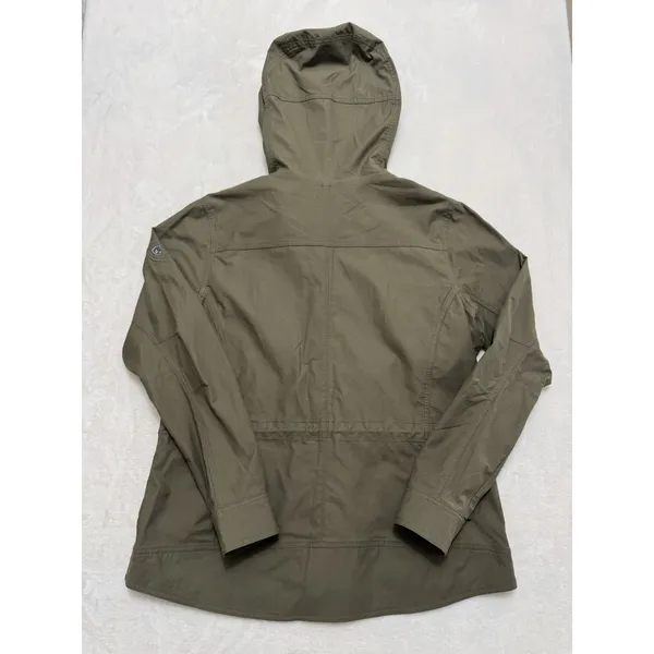 KUHL Women's Stryka Trench Coat Jacket Hooded Zip Green Sz Medium - Image 8