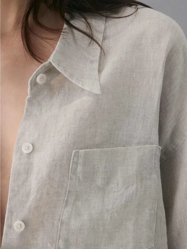 Aritzia Wilfred Reminisce Relaxed Linen Shirt Oversized Undyed Ecru - Image 9