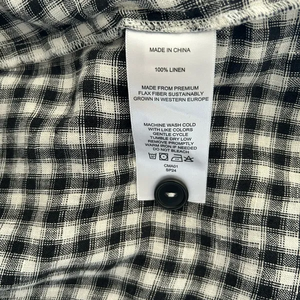 Quince Black and White Gingham Button-Front Midi Dress - Image 8