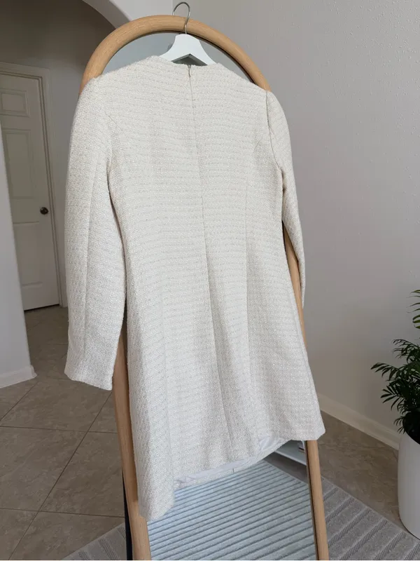 Sentubila Ivory Tweed Mini Dress Gold Buttons NWT Size L - Image 5