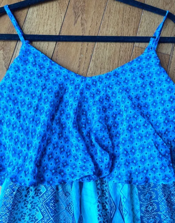 Speechless BOHO Blue Sleeveless Aztec Design Summer Dress Back Straps size xS - Image 8