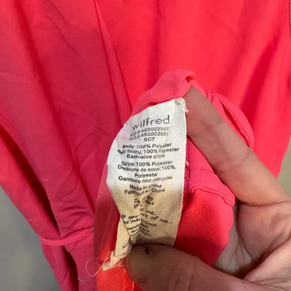 Aritzia Wilfred Sabine‎ Hot Pink Mini Tie Dress sz M - Image 10