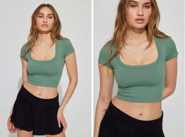 Garage Skyler Scoop Seamless Tee in Ocean Green Women's sz. S - Image 2