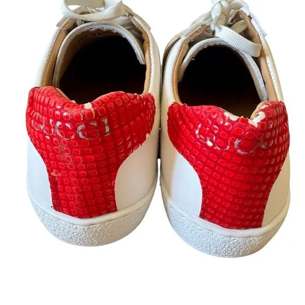 Gucci "Ace" leather low-top sneakers with crocodile-embossed leather trim SZ 36. - Image 7