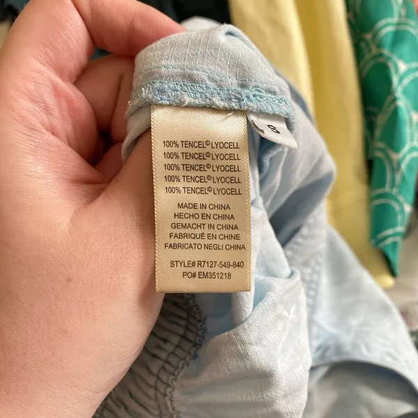 ANTHROPOLOGIE Cloth & Stone Breezy Pants Tencel Pull On Wide Leg Chambray Size S - Image 8