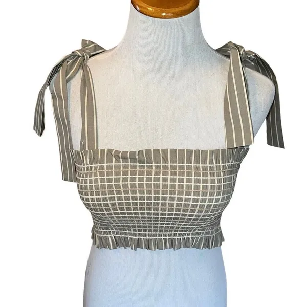 NEW Petersyn x Revolve Nola Striped Sonma Gray Tank Top Women Size XS Smocked‎ - Image 3