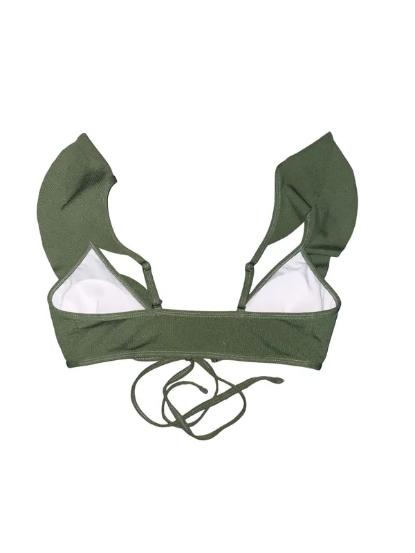 Zaful Army Green Ribbed Ruffle Bikini Set - Image 4