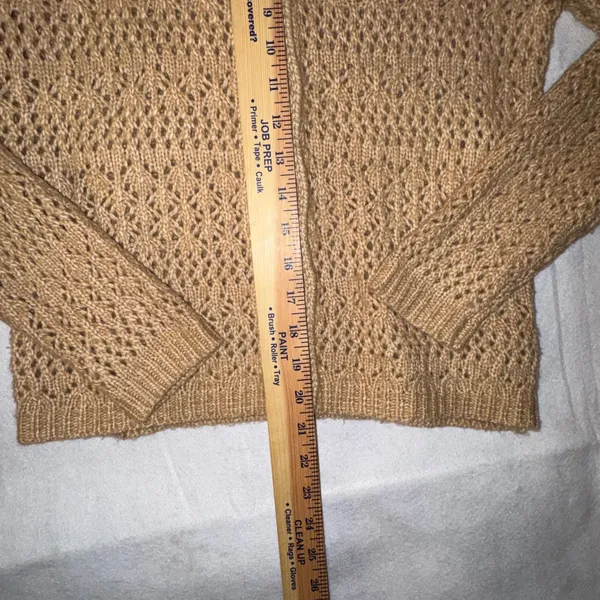 Joie Brown‎ tan Crochet Collar Button Front Cardigan Sweater Top Size S - Image 9