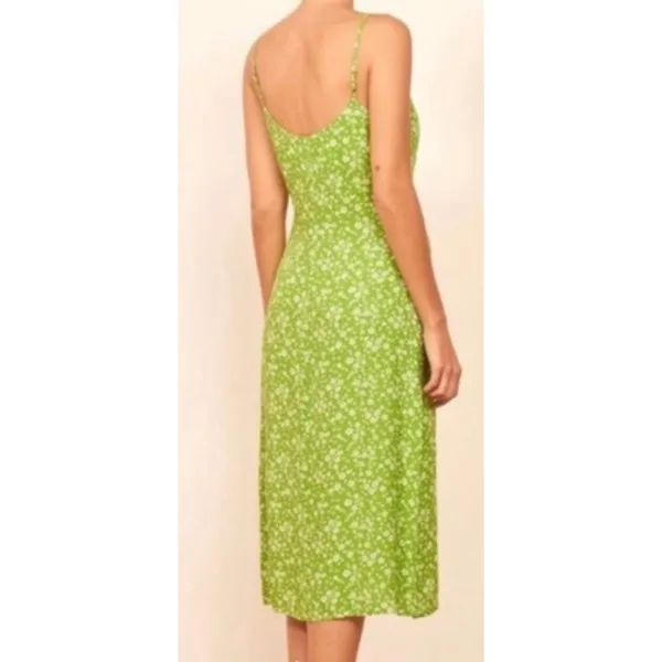Reformation Midi Dress‎ Womens 2 Green Floral Juliette Slit Summer Wedding Guest - Image 3