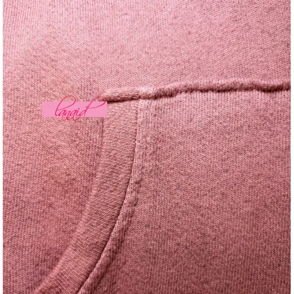 Good hYOUman Woman Up Lace-Up Hoodie Corset Asymmetric Heathered Pink Oversized - Image 6