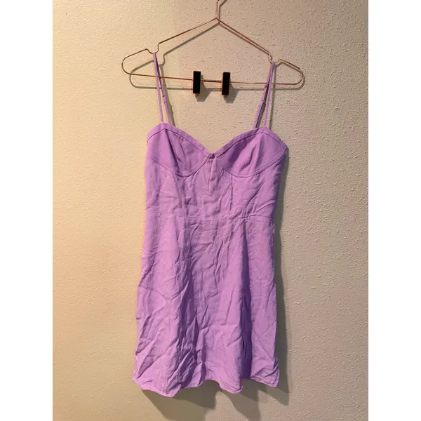 Sunday Best Mini‎ Dress Women Small Purple Sinclaire Bustier Slit Summer Crepe - Image 5