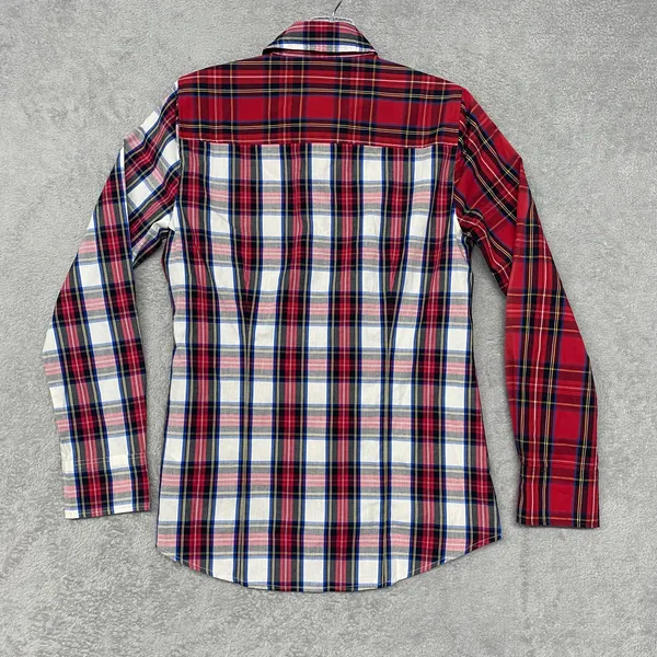 J Crew Top Womens XS‎ Red White Signature Fit Cotton Mixed Tartan Plaid BM033 - Image 11