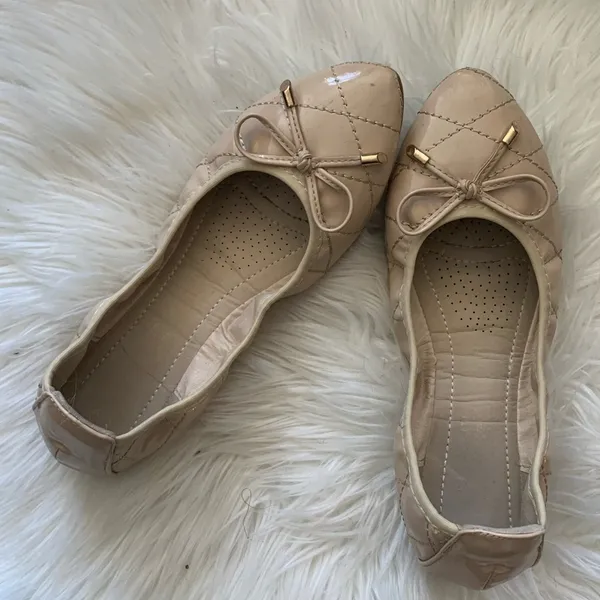Beige Leather Ballet Flats Size 37 EU = 7 women’s - Image 3