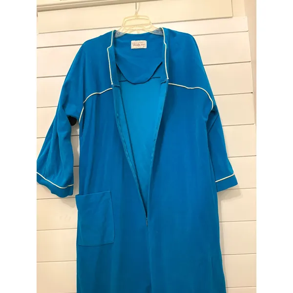 Vintage Vanity Fair Robe Womens Medium‎ Blue Full Zip Lounger Housecoat Vintage - Image 3