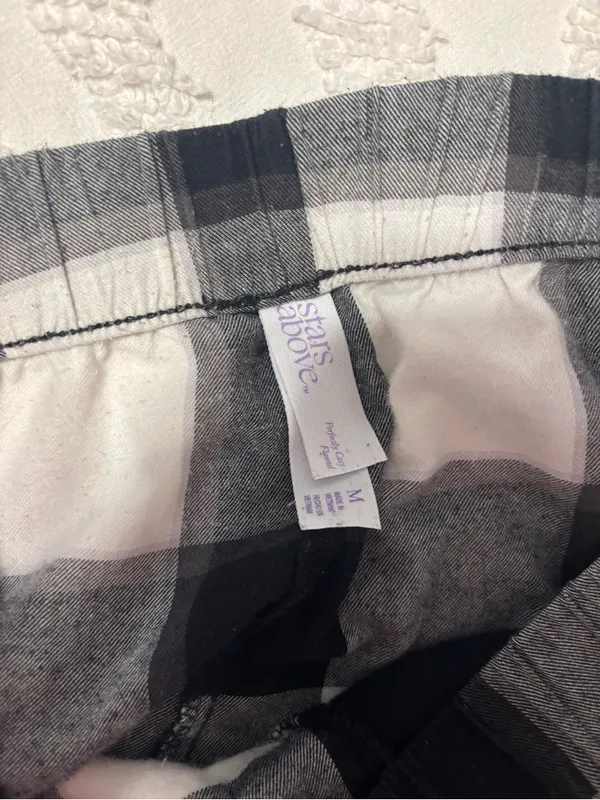 stars above Black and White Plaid Lounge Shorts - Image 3
