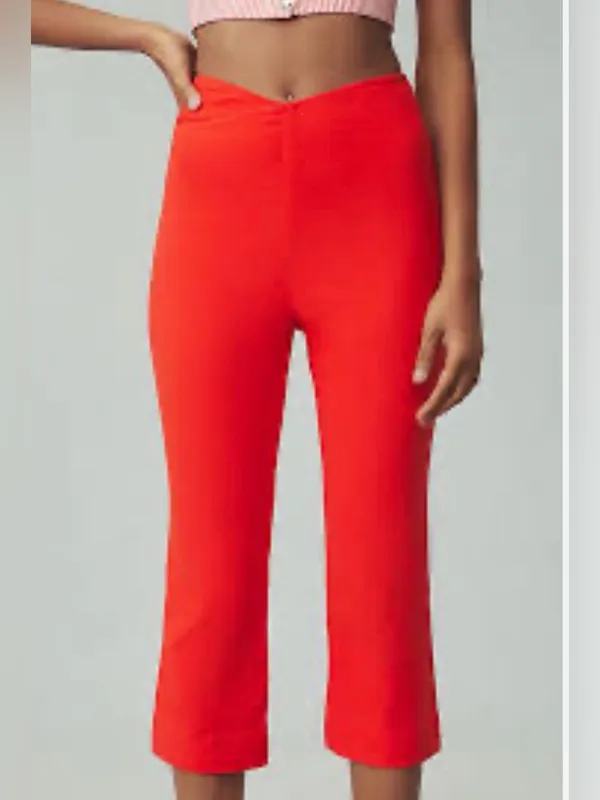 Anthropologie Maeve Structured Bombshell Capri Pants Red Orange 0 - Image 3